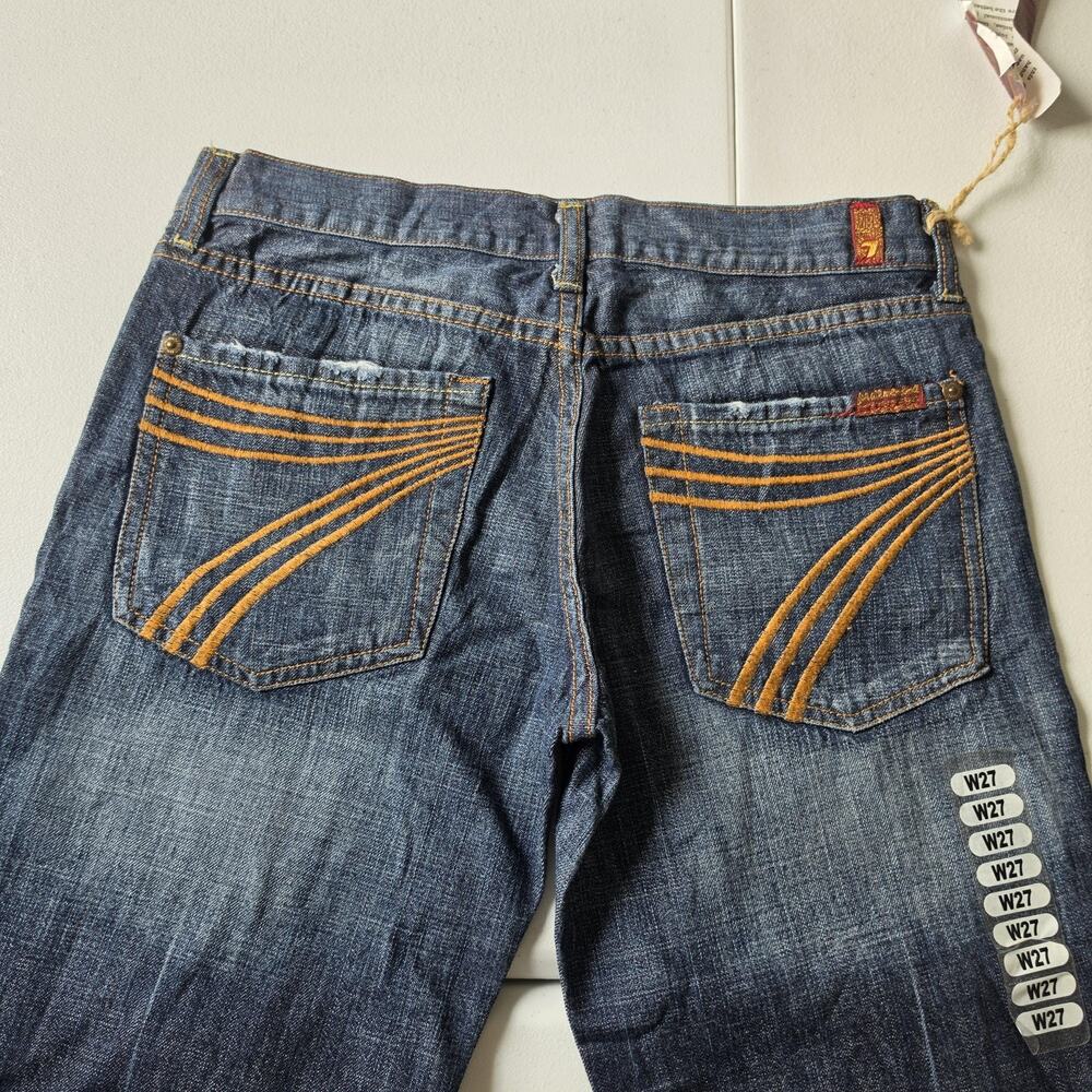 7 For All Mankind Jeans Womens 27 Blue Dojo Mid Rise Flare 100% Cotton Denim